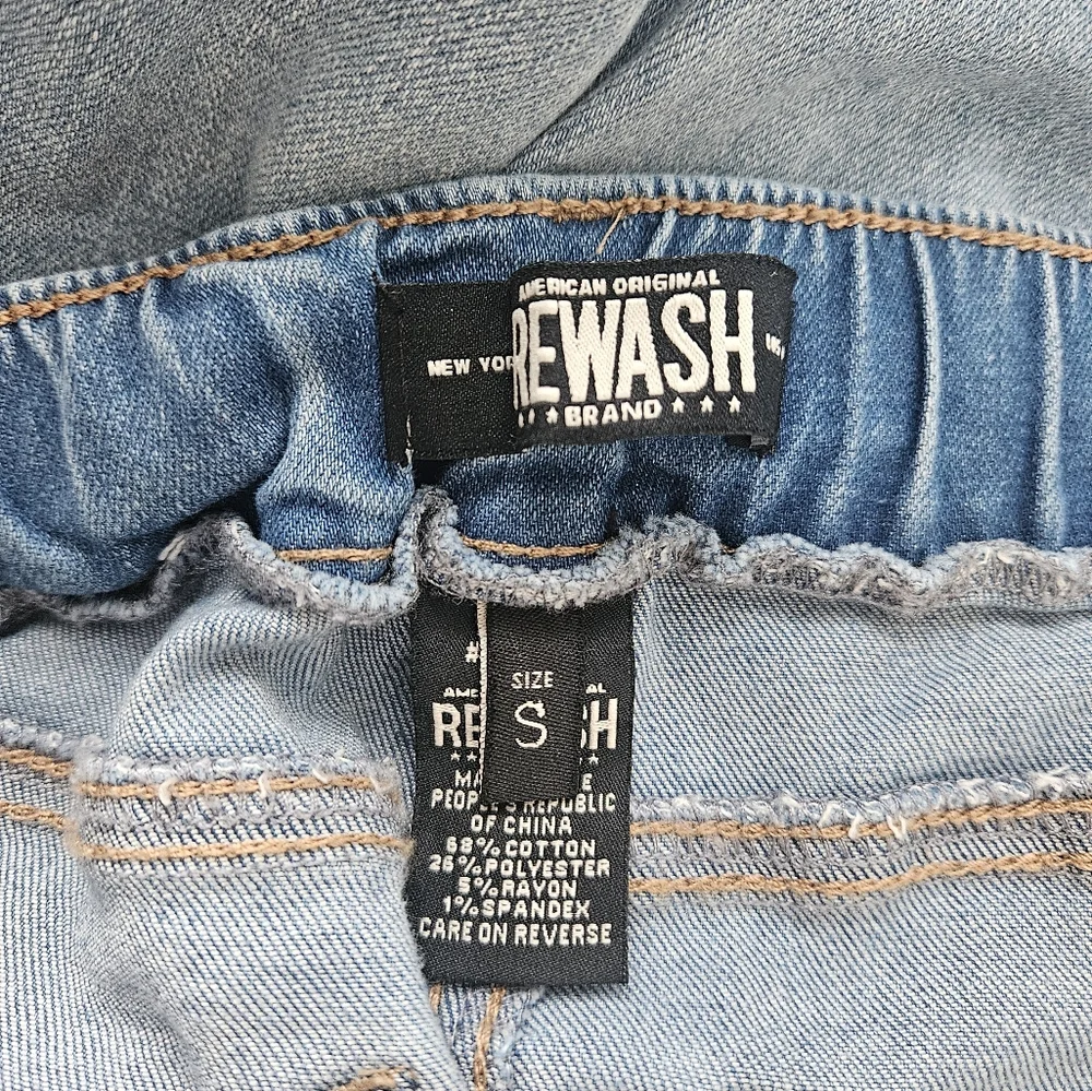 Rewash Women's Light Wash Denim Jogger Pants Elastic Waist Drawstring Size‎ S